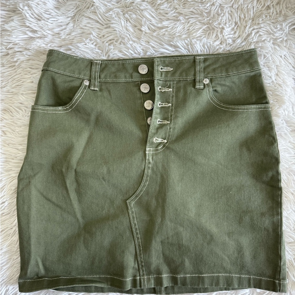 Love Tree Green Mini Pencil Skirt with Cargo Style for Casual Work